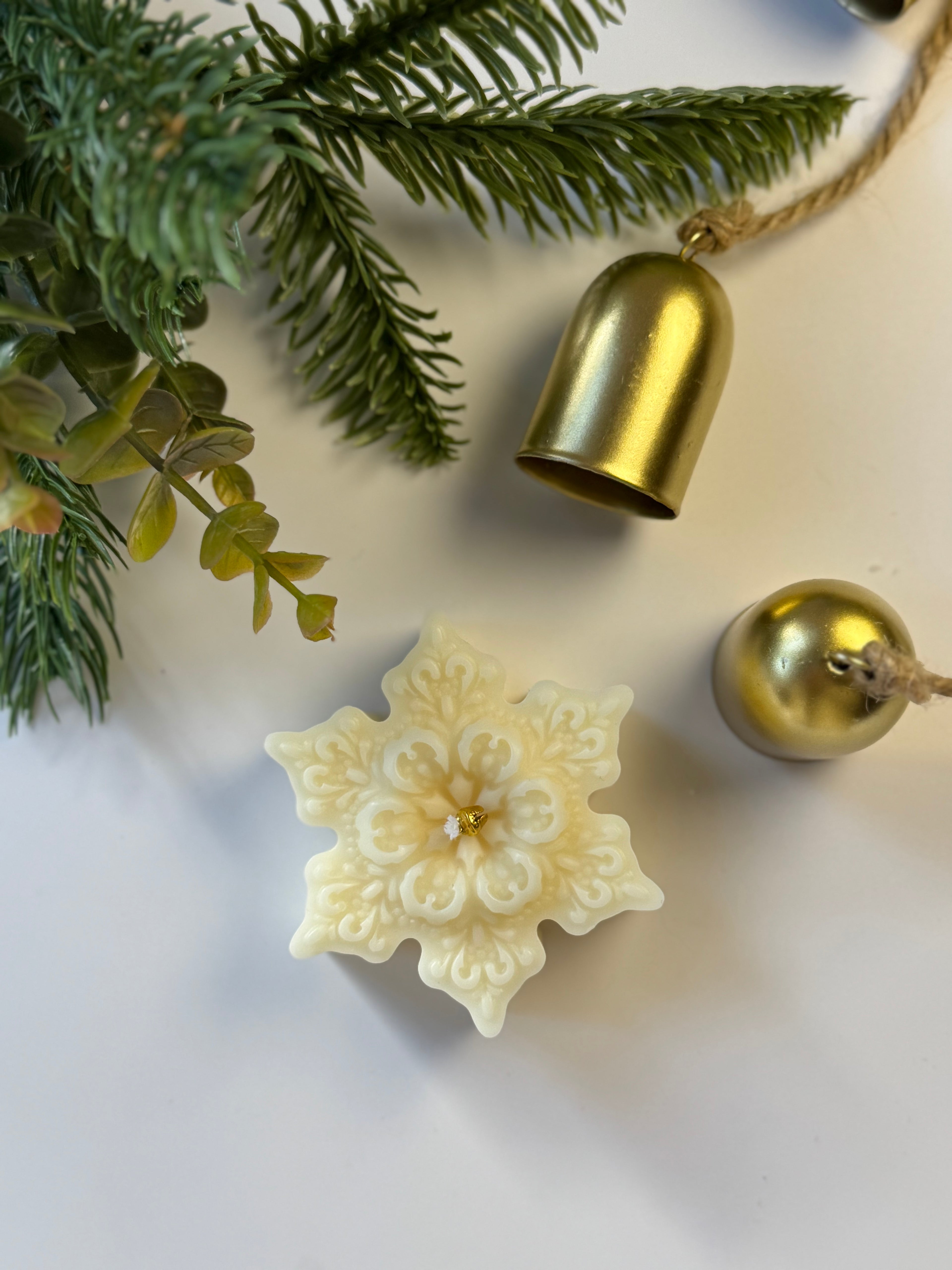 Handcrafted snowflake candles