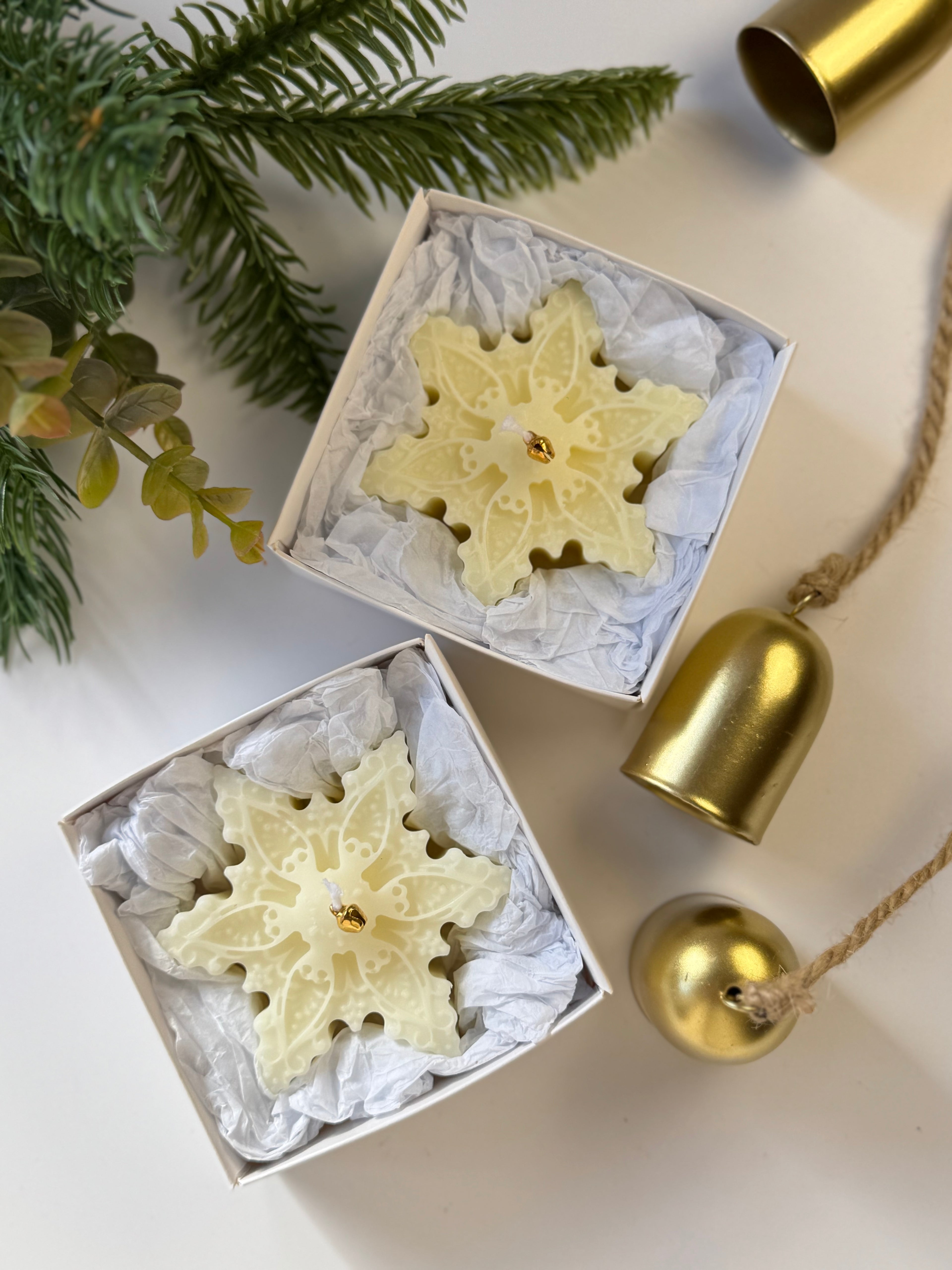Handcrafted snowflake candles