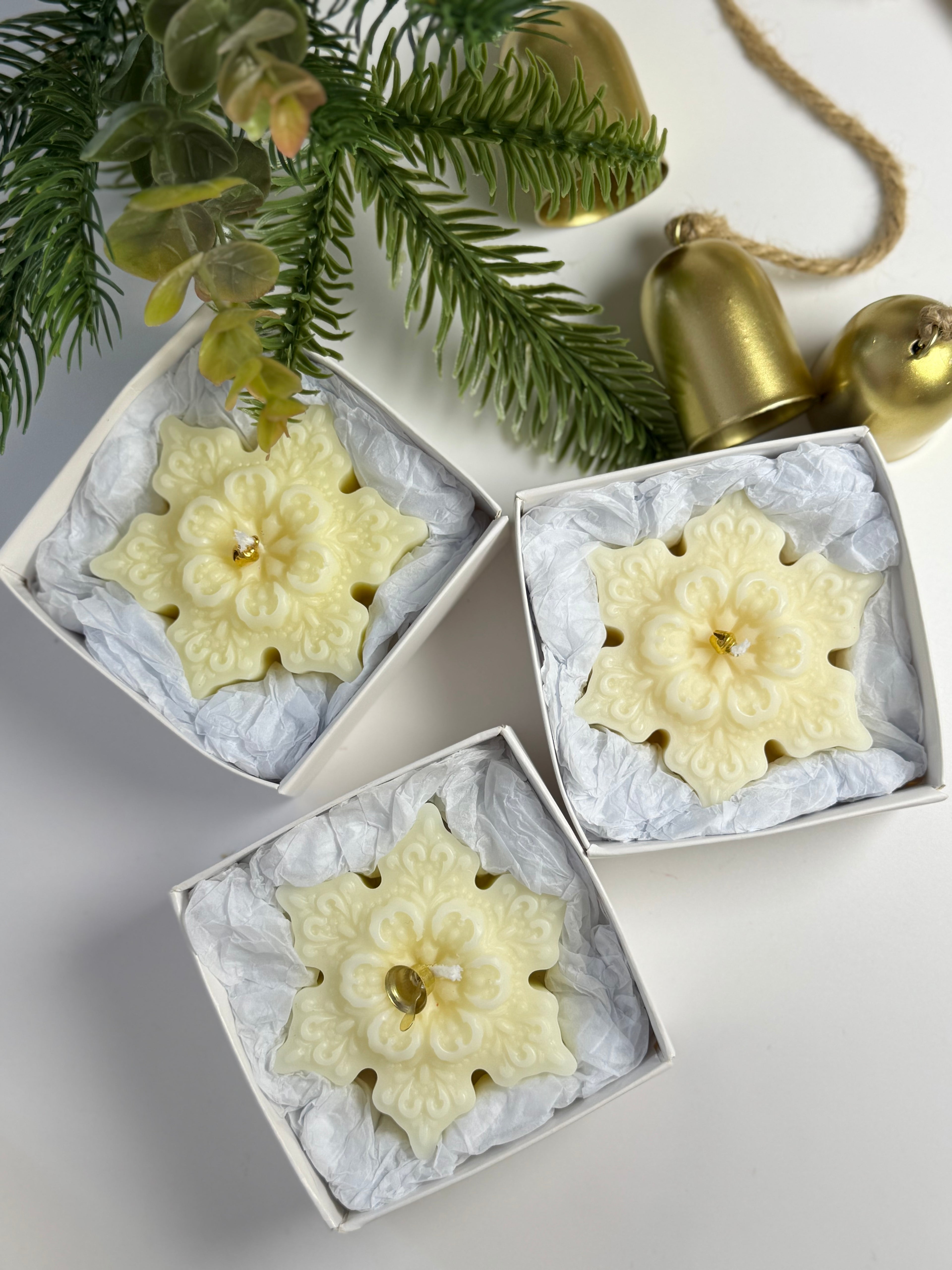 Handcrafted snowflake candles