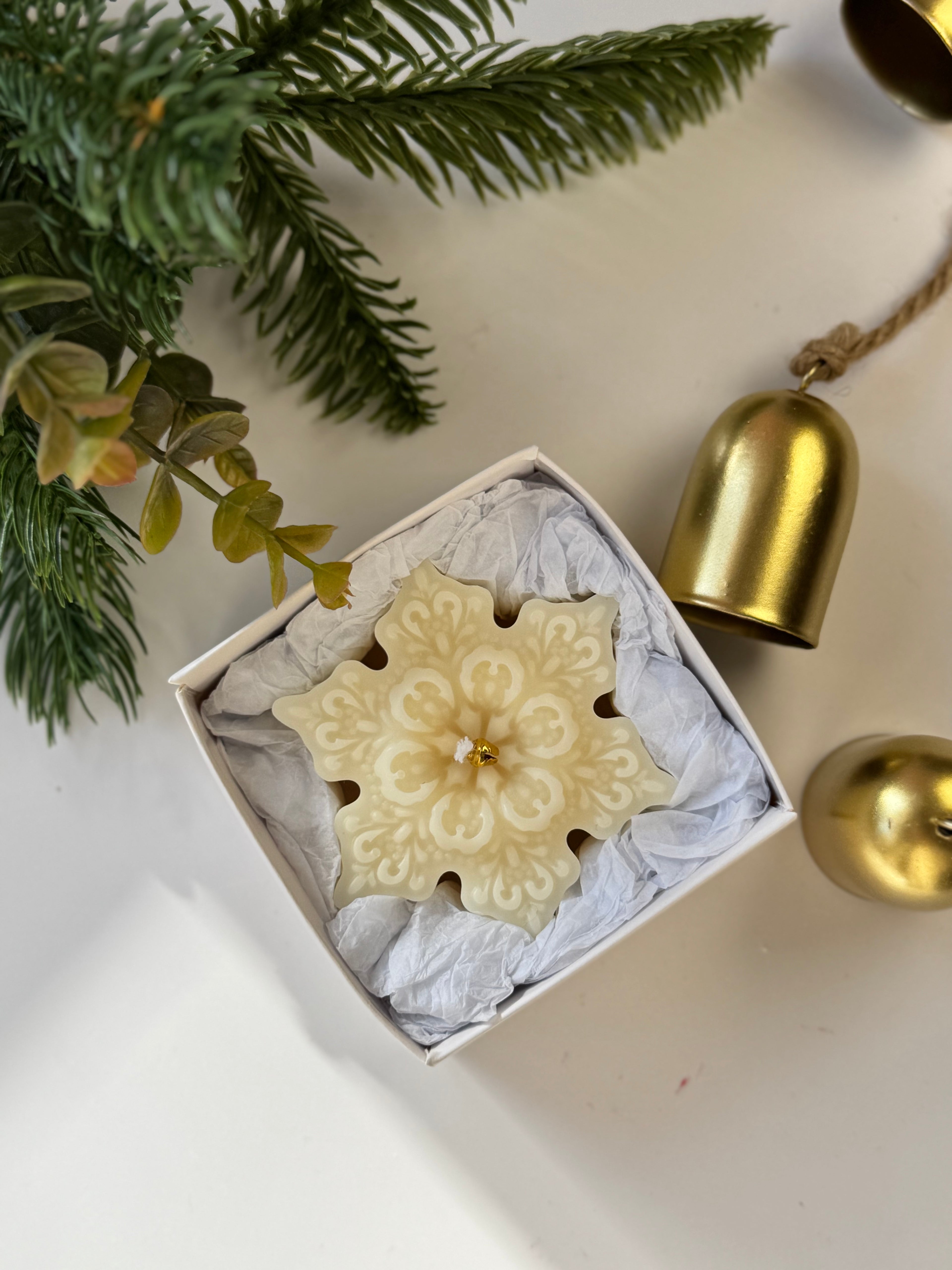 Handcrafted snowflake candles
